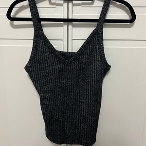 American Eagle- black sparkly cropped tank